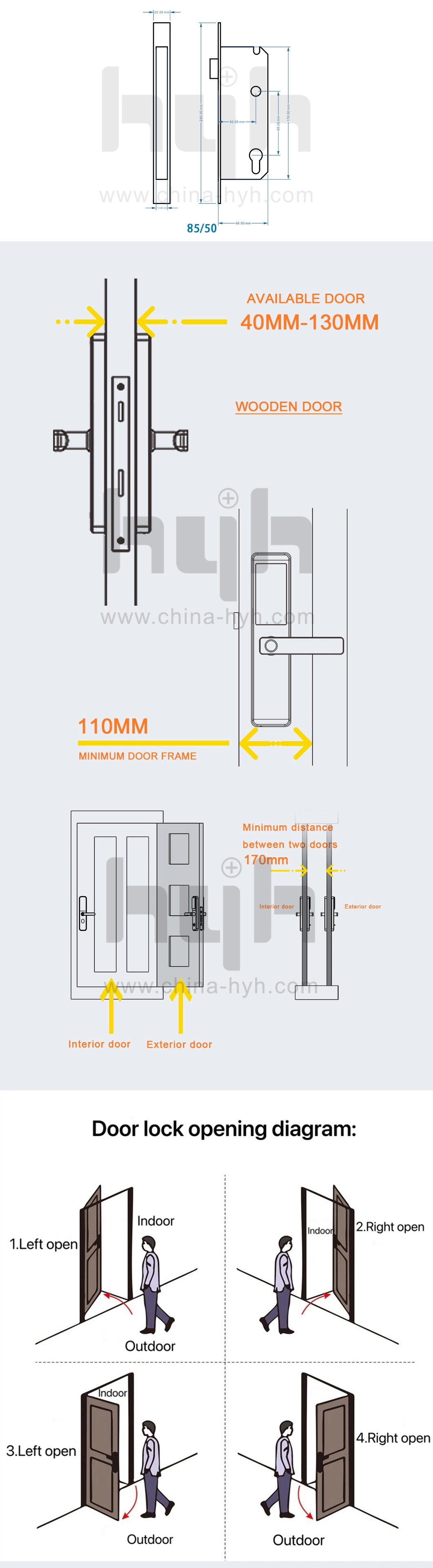 Password Fingerprint RFID Card Keyless Security Electric Digital Door Lock Finger Print Door Lock Biometric Smart Lock Outdoor